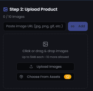 Step 2: Upload product for AI product photography