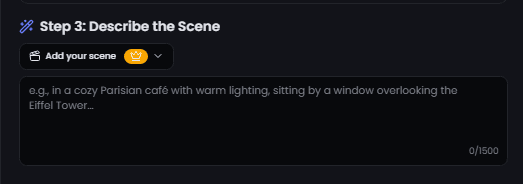 Step 3: Describe lifestyle scene for AI product photoshoot
