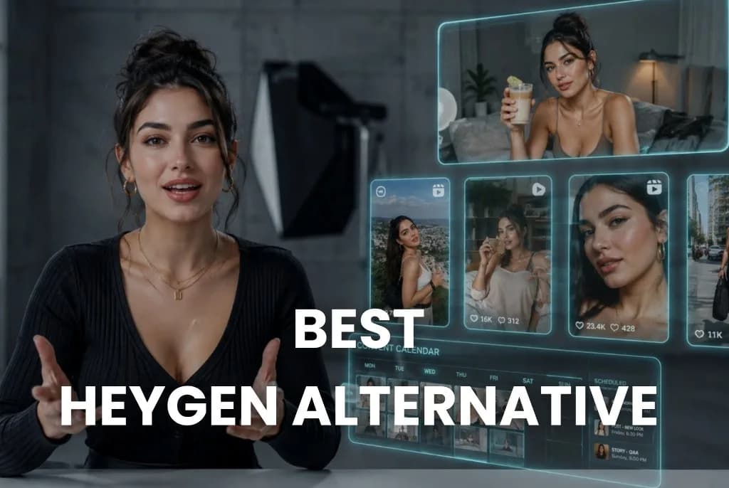 Alternative to HeyGen for AI talking avatars versus AI influencer posting platforms